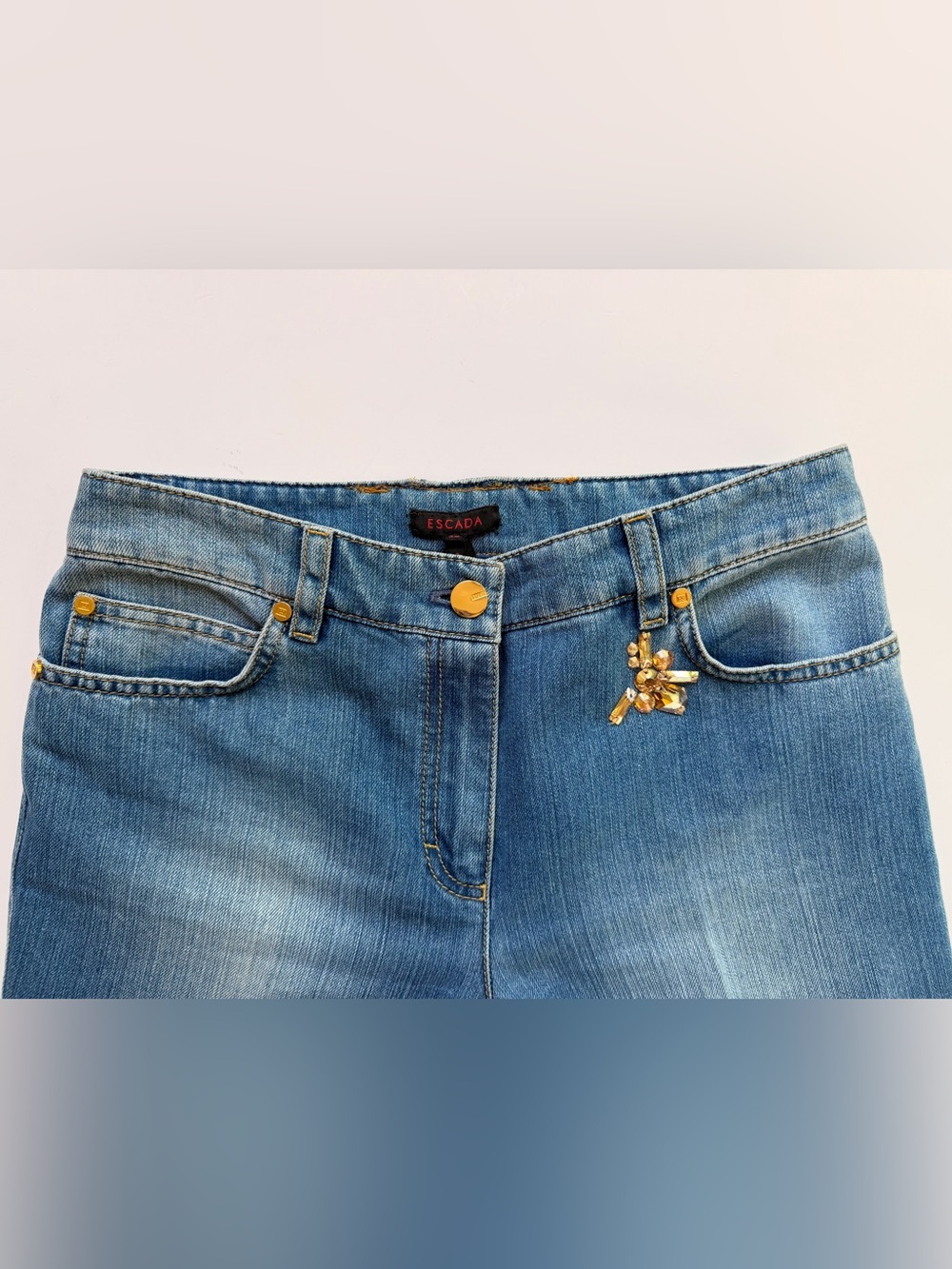 ESCADA Swarovski Crystal Elements Luxury Designer Bootcut Jeans EU 36